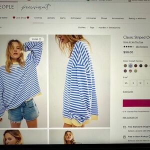 Free People Classic Striped Oversized Crewneck